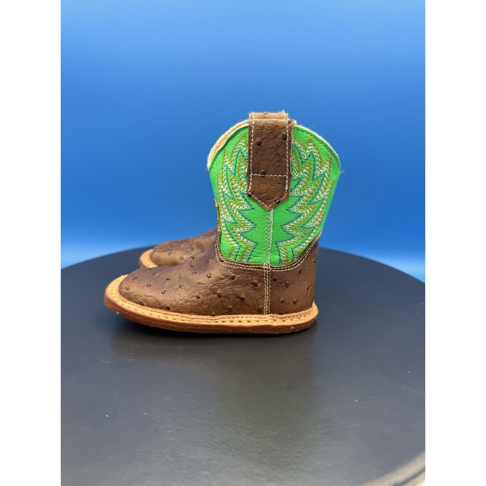 Roper Infant Boys Cowbabies Buddy Size 2 Green Western Boot Broad Square Toe